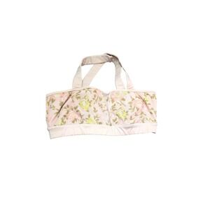 Popflex Floral Mesh Sports Bra L Beige Cream Green